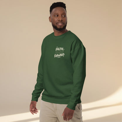Faith Leads Forward men’s premium Christian sweatshirt