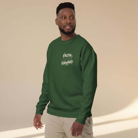 Faith Leads Forward men’s premium Christian sweatshirt