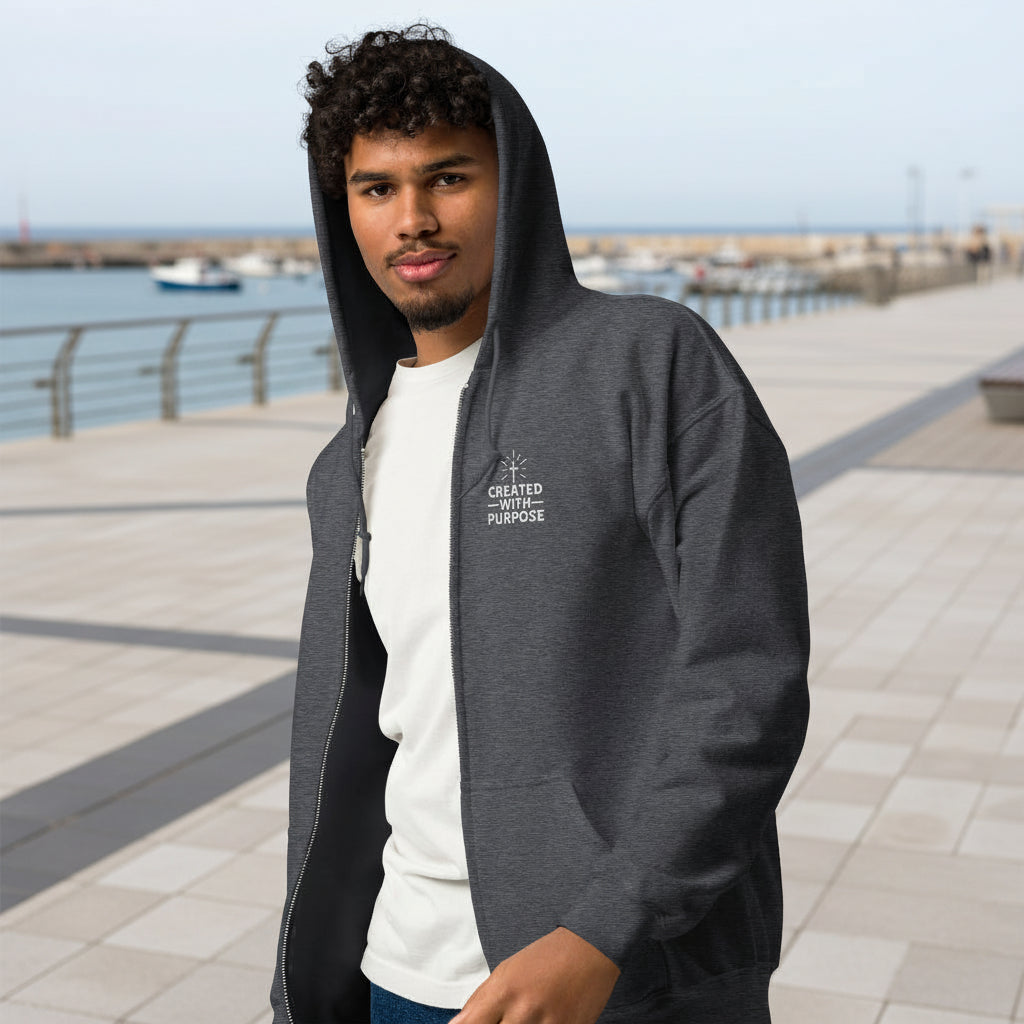 Casual unisex hoodie with metal zipper