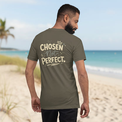 Chosen Not Perfect men’s Christian t-shirt front design