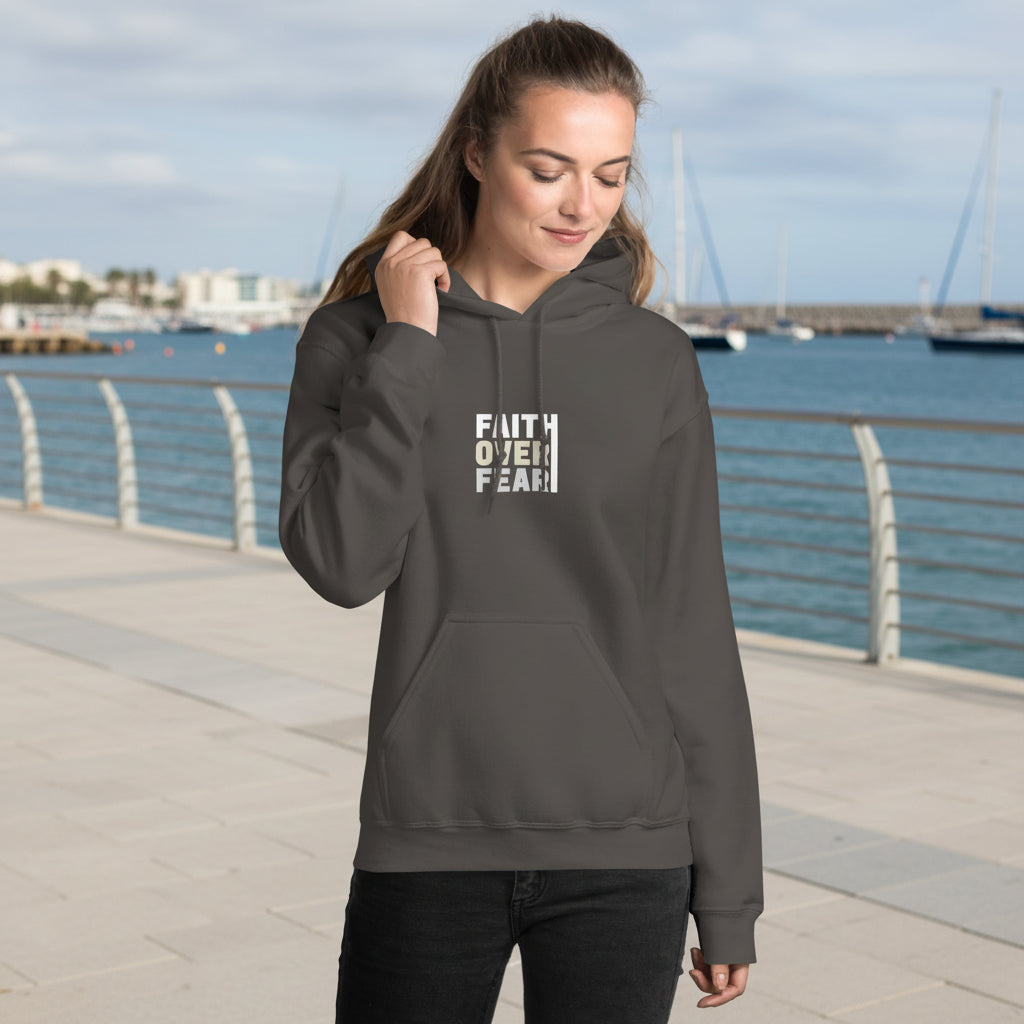 Unisex fleece hoodie with faith inspired graphic