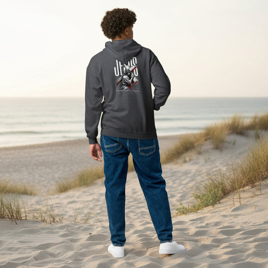 Unisex zip hoodie with inspirational back design