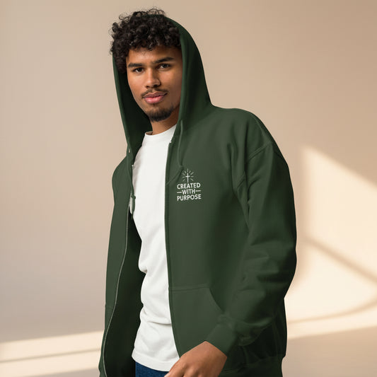 Heavy blend fleece zip hoodie front view