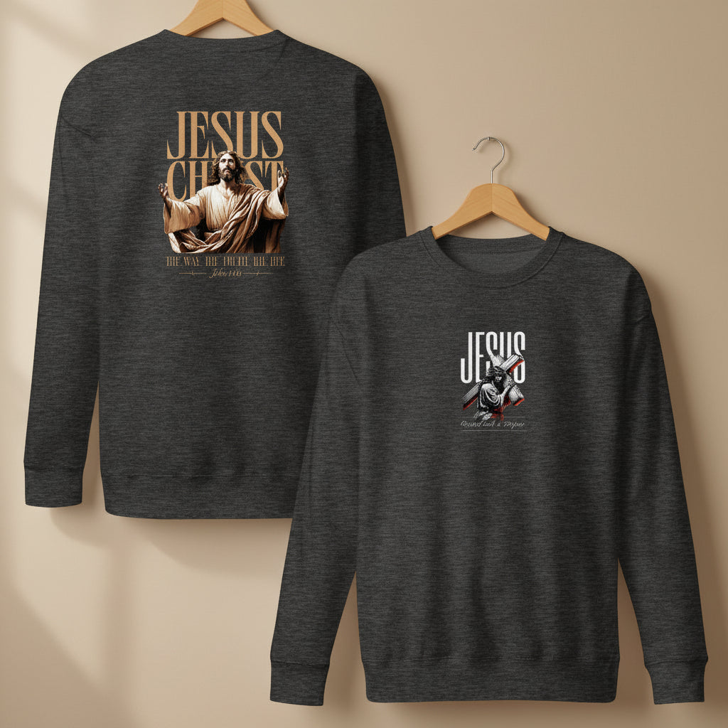 Jesus Christ faith based graphic crewneck sweater