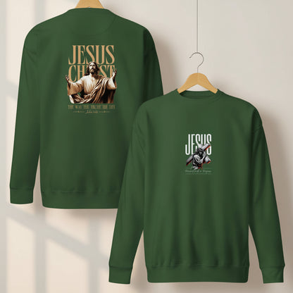 Unisex Christian sweatshirt with The Way The Truth The Life design