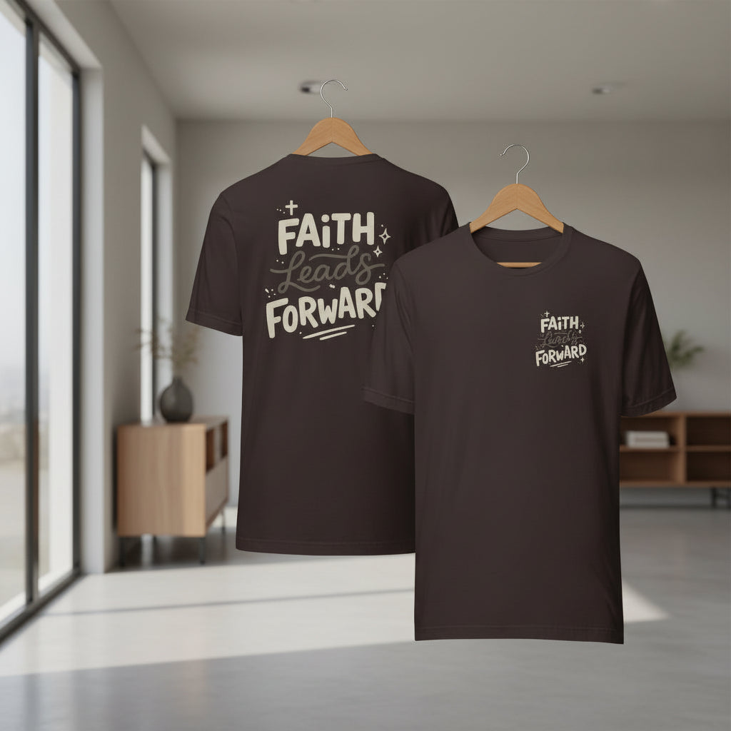 Women’s faith t-shirt with Faith Leads Forward design