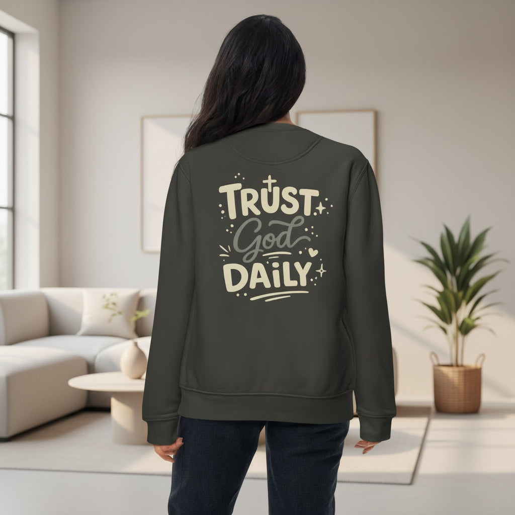 Women’s premium Christian sweatshirt Trust God Daily front view