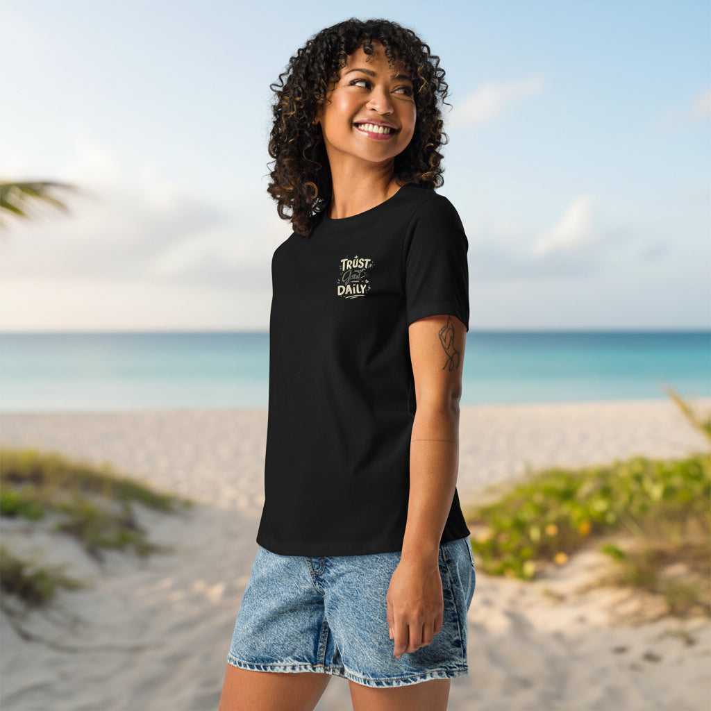 Women’s Christian tee Trust God Daily typography